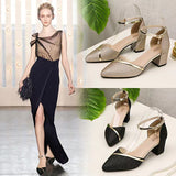 In The Spring Of 2025, The Clasp-Butled Sandals Women's Korean Version Of The Coarse Heel High Heel High-Heeled Shoes In The Daily Female Design Trend HZ0115
