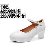 Anti-Slip 6Cm Silver Heeled Show Shoes Thick-Singing Leather Shoes Thick-Soled Model Single-Shoe Large-Size Working Shoes HZ0115