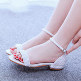 2 Cm Square With A Shallow Mouth With Buckle Sandals Ivory White Silk Satin Bridal White Pearl Sandals Woman HZ0115