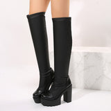 2025 Autumn And Winter New Thick Knee-High Elastic Boots Women Color Sexy Dark Large Size Women Boots HZ0115