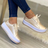 2025 Casual Women's Single Shoes In Front Of The Lace With Round Head Thick-Soled Viscose Shoes Large-Size Leisure Single Shoes HZ0115