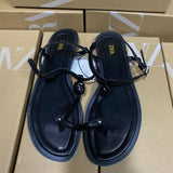 ZAJ2025 Spring New Black And White Round Head Flat Bottom And Fine Heel Head Behind The Word With Women's Shoes HZ0115