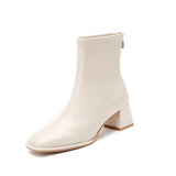 Martin Boots Women 2025 New Autumn And Winter Korean Version Of The Square Head And Zipper High And Velvet Cylinder Thin Short Boots HZ0115