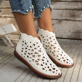Spring And Summer 2025 New Round Head Hollow Shoes Women Fashion Zipper Retro National Style In The Middle Of The Cool Boots HZ0115