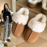 Winter New Snow Shoes Large Flat Bottom Short Northeast Cotton Shoes Plus Velvet Thick To Keep The Snow Boots HZ0115