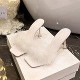 2025 High Heel Slippers Women's New High Heel Fine Heel Summer Fashion Hair Sandals Women HZ0115