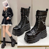 2025 Autumn And Winter Women's Heightening Boots In The Barrel Of The Shoes British Style Martin Boots Large Size Women's Shoes Round Head Thin Boots HZ0115