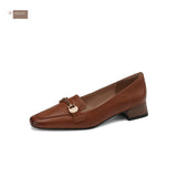 Retro Single Shoes Small Square Heel In The Heel Autumn New Ladies Soft Leather Shoes Women's Shoes HZ0115