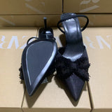 ZA Home 2025 New Women's Shoes Black Low Heel Temperament High Heels High-Heeled Shoes Behind The Shallow Mouth Trip Single Shoes HZ0115