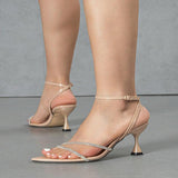 French Water-Drilled Toe With High Heel Women's Shoes Tip One By One With Banquet Sandals Women's Glass And Ultra-High Heel HZ0115