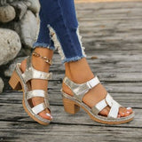 2025 Summer Thick Heel Sandals Light Hollow Pure Color Large Size Women's Foot Slippers Batch HZ0115