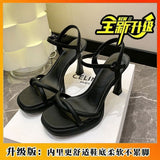 Gentle Temperament Sandals Women 2025 Korean Version Of The Date Can Wear Fine High Heels Side Toe Anti-Slip Shoes Women HZ0115