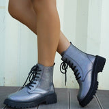 2025 New Martin Boots Women's British Wind Thick Back Lace Mid-Sleesize Boots Women's Shoes Large Size Martin Boots HZ0115