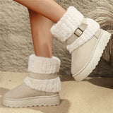 Large-Size Snow Boots Women 2025 Winter New Round Head Leisure Bottom Plus Velvet Warm Short-Bodied Cotton Boots HZ0115