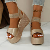 Heel Sandals Women 2025 Summer Fashion Thick-Soled Loose Cake With 9 Cm Word With Large Women's Shoes HZ0115