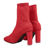 Large-Size Martin Boots Women 2025 New Autumn And Winter Tips And Flying Weave High-Hees Thin Skinny Boots HZ0115