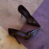 Hotel Working Shoes Women Black High Heels Fine Heel Professional Tips High Heel Soft Leather Large Size Comfortable Single Shoes HZ0115