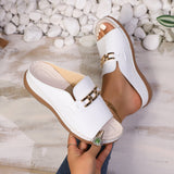 Metal Decoration Roman Wind Fish Mouth Beach Cool Slippers Large Summer New Slope And Thick Bottom Slippers HZ0115