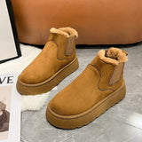 20 Autumn And Winter New Women's Thick Snow Boots Cotton Shoes Warm Plus Velvet Round Head Jacket Cotton Boots 43 HZ0115