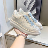 Station Old Dad Shoes 2025 New Water Drill Thick-Soled Casual Sneakers Women Full Of Diamond Shoes Water Drill Single Shoes HZ0115