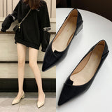 2025 Korean Version Of Thick Heel High-Heeled Single-Shoe Women's Pointed Professional Shoes Black Heel Shoes To Work Shoes HZ0115