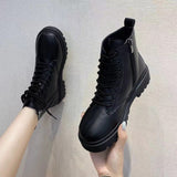 Autumn 2025 New Black Handsome Martin Boots Women's Thick-Bottomed Short Boots HZ0115