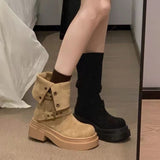 Vintage Fashion Two Wear Two-In-One Martin Boots Girl 2025 New Wilderness Wind Pine Cake Thick Bottom Over The Edge Of The Short Boots HZ0115