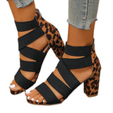 Large-Size Sandals Women 2025 Summer New High-Heeled Fish Mouth Tight Coarse Zipper Fashion Sandals HZ0115