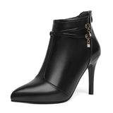 French Fine-Heeled Temperament Female Boots 25 Autumn And Winter New High Heel Boots Pointed Short Boots Nude Boots Large Women's Shoes HZ0115