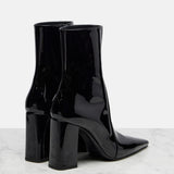Painted Leather Fabric Tips Thick And High Heel Zippered Knight Boots, High Fashion Women's Short Boots HZ0115