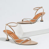 French Water-Drilled Toe With High Heel Women's Shoes Tip One By One With Banquet Sandals Women's Glass And Ultra-High Heel HZ0115