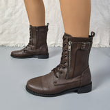 Autumn And Winter New Lady Martin Boots Front With Solid Color Low-Hee Color Boots Large Size HZ0115