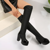2025 Autumn And Winter New Thick Knee-High Elastic Boots Women Color Sexy Dark Large Size Women Boots HZ0115