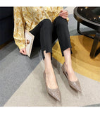 Champagne Wedding Shoes Bridal Shoes In The Summer Of 2025 New Silver Engagement Low Heels Do Not Tired Singles Women HZ0115