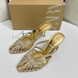 ZA Home 2025 New Women's Shoes French Retro Pointed In The Fashion Soft Leather Niche Design Feel Cat And Sandals Women HZ0115