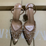 ZA2025 Spring New Women's Shoes Apricot Beads And Set Mesh With Sharp Tips High Heels HZ0115