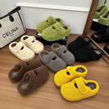 Thick Bottom Plus Velvet Head Wool Cotton Shoes Women 2025 Winter New Lamb Velvet Outside To Keep Warm Velocese Cotton Slippers HZ0115