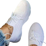 2025 New Large-Size Women's Shoes Women's Lace Mesh Comfortable Casual Flying Shoes Breathable Low-Heeled Shoes HZ0115