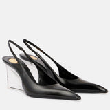 Gaoding 2025 Summer New Trendy Transparent Crystal Slope And Pointed Sandals Female Leather Ultra-High European Sexy HZ0115