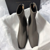 Ultra-Temperament 2025 New High-Heeling French Thin Elastic Korean Version Of Simple Short Boots HZ0115