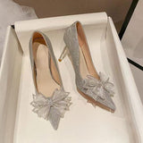 Sharp High-Heeled Women Fashion Comfortable Shallow Bow Fine Heel Single Shoes Women 2025 Spring And Summer New HZ0115