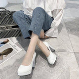 In The Spring Of 2025, The New Round-Headed Patent Leather Women's Shoes Are Thick And High Heel High Heels, And The Daily Dress Of Single Shoes In The Workplace. HZ0115