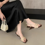 2025 New French Temperament With Square Slope And Niche Design And Commuting High Heel Sandals Woman HZ0115