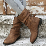 Casual Single Boots 2025 New Large-Size Autumn Tip French Coarse And Double Buckle With Martin Boots HZ0115
