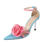 Lady Rose Cross With Back Ankle With Pointed Fine Heel Blue Heel HZ0115