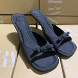 ZA Home 2025 New Women's Shoes Low Heel Temperament High Heels Black Baotou Behind Tripling Single Shoes HZ0115