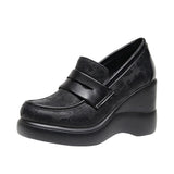 High-Poe And Soft-Soled Thick-Soled Lod Shoes Women's Slope With English Wind One-Legged Leather Shoes Mother Small Leather Shoes Deep Mouth Single Shoes HZ0115