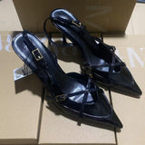 ZAJ2025 Spring New Cross-Scutter Buckle High Heel Sandals Fine Heel Stumbling Belt Daily Wear Women HZ0115