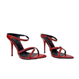 Sharp-Tip Fine Back Empty Sandals Sexy Dew Fine Heel Temperament 2025 Spring Summer Fish Mouth High Heels Outside Wearing Cold Slippers HZ0115