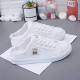 Canvas Shoes New Women's Spring Small White Shoes Flat Shoes Lazy Shoes One Foot Pedal Half A Tot HZ0115